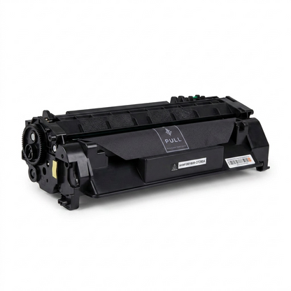A high-resolution hero shot of the black Elevate Imaging CF280A toner cartridge isolated on white.