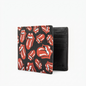 High-resolution hero shot of the opened Bugatti Rolling Stones bifold wallet on a pure white background.