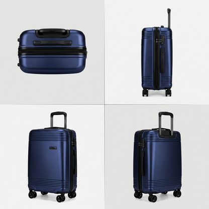 The dynamic comparison matrix presents the Bugatti Nashville carry-on luggage from four distinct angles within a structured grid, highlighting its design.