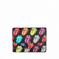 Pure high-resolution hero shot: The Rolling Stones The Cult Trifold Wallet, featuring multi-colored tongue logos on a black background.