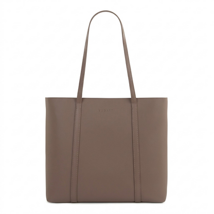 A high-resolution, centered view of the Bugatti Pure Business tote bag in pink leather against a pure white background.