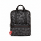 Bugatti BKP6013RS Rolling Stones black ripstop backpack with tongue logo pattern and zipper charm.