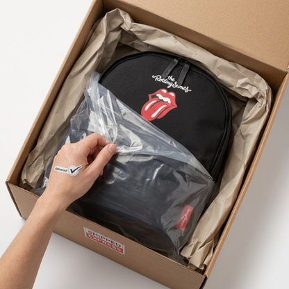 Bugatti BKP6020RS backpack partially inside its shipping box.