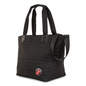 A pure high-resolution hero shot of the black quilted Bugatti The Rolling Stones Ionic Tote Bag.