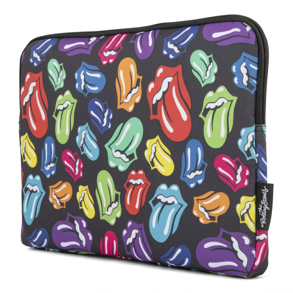 Hero shot of Bugatti Rolling Stones 15.6" laptop sleeve against a clean white background.