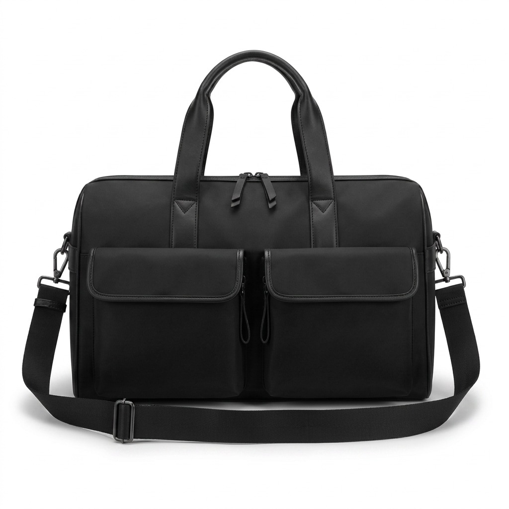 A high-resolution ecommerce hero shot of the Bugatti Madison Duffle Bag (DUF2712BU-BLACK) on a solid white background.