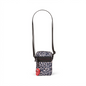 A high-resolution hero shot of the leopard print mobile crossbody case with the Rolling Stones logo charm.