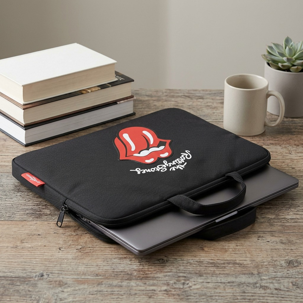 Product-led visual scale reference image for Bugatti SLV6023RS laptop sleeve.