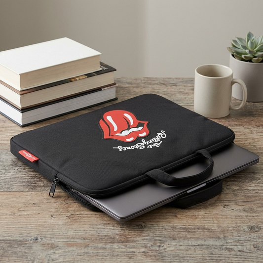 Product-led visual scale reference image for Bugatti SLV6023RS laptop sleeve.