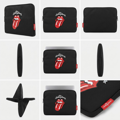 A clean grid showing The Rolling Stones 15.6" laptop sleeve from multiple useful angles.