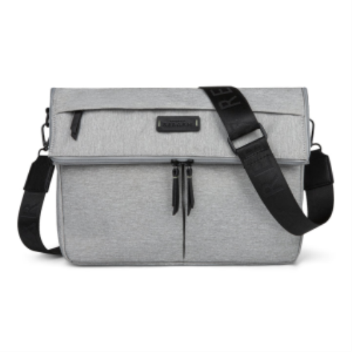 Bugatti Reborn Collection Convertible Crossbody Bag in Grey RPET Recycled Polyester – Fits 14" Laptops with RFID Protection