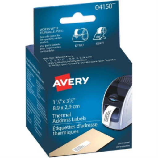 THERMAL LABELS, 3 1/2" X 1 1/8", ROLLS, PERMANENT, ADDR
