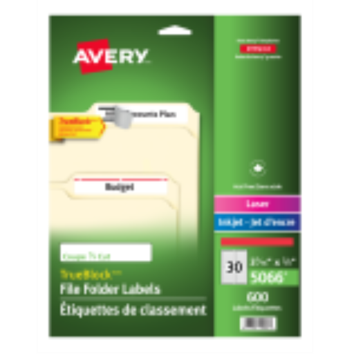 5066 FILING LABELS, TRUEBLOCK, 37/16" X 2/3", PERMANENT, RE