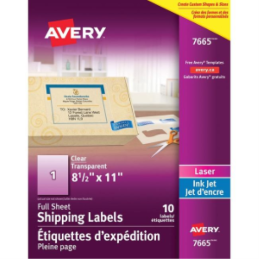 7665 CLEAR 8 1/2" X 11", PERMANENT, 10 SHEETS/ENV., 10 LABEL