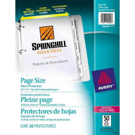 PAGE SIZE SHEET PROTECTOR, DIAMOND CLEAR, 50/PK