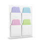 High-resolution 3D render of the four pastel Avery Mini Tabs (pastel lavender, light blue, pink, and light green) displayed neatly on a pure white background.