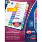 READY INDEX TABLE OF CONTENTS DIVIDERS, 12 TAB, 6 SETS