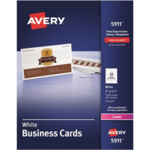 5911 PERFORATED BUSINESS CARDS, WHITE, 2" X 3 1/2", 250 SHEE