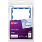 Avery Print or Write Name Badges 2-11/32" x 3?", White Paper w Blue Border, 30/pkg