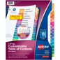 11143 READY INDEX TABLE OF CONTENTS DIVIDERS, 15 TAB, 1 SET,