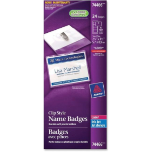 NAME BADGE KIT, CLIP STYLE, GARMENT FRIENDLY, 2 1/4" X