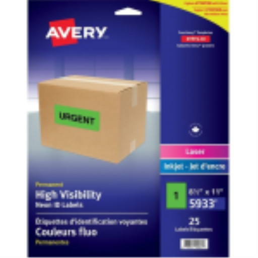 05933 HIGH VISIBILITY LASER FLUORESCENT GREEN SHIPPING LABEL