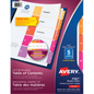 READY INDEX TABLE OF CONTENTS DIVIDERS, 5 TAB, 6 SETS,