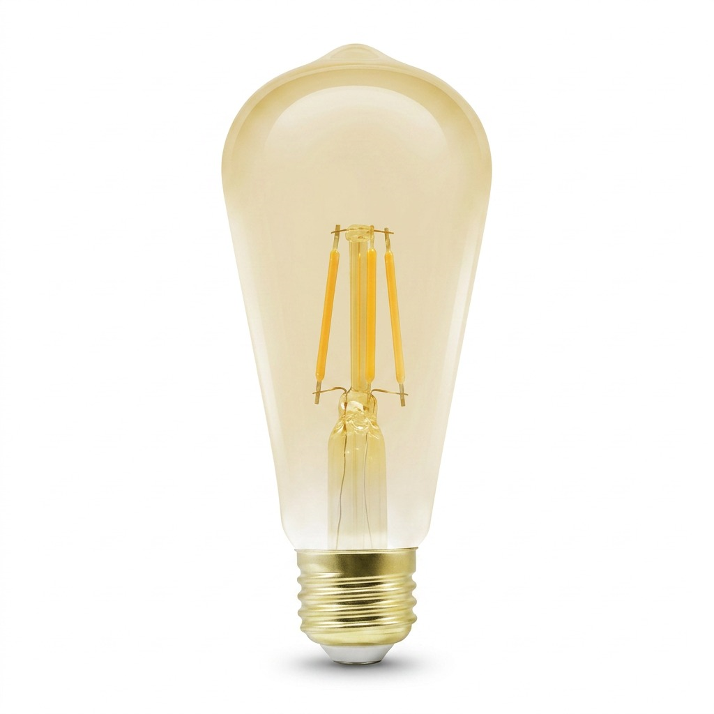A high-resolution product photograph of the LEDVANCE SMART+ WiFi Filament Amber ST19 Light Bulb, focusing on its amber glass finish and glowing filament structure.