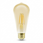 A high-resolution product photograph of the LEDVANCE SMART+ WiFi Filament Amber ST19 Light Bulb, focusing on its amber glass finish and glowing filament structure.