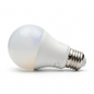 A high-resolution product shot of the Sylvania SMART+ A19 bulb against a pure white background. The bulb is sharply detailed, features its matte finish, silver screw base, and subtle color variance in its dome.