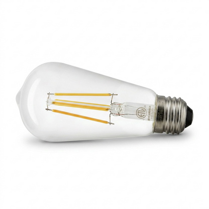 High-res hero shot of Sylvania ST19 SMART+ WiFi clear filament LED bulb.