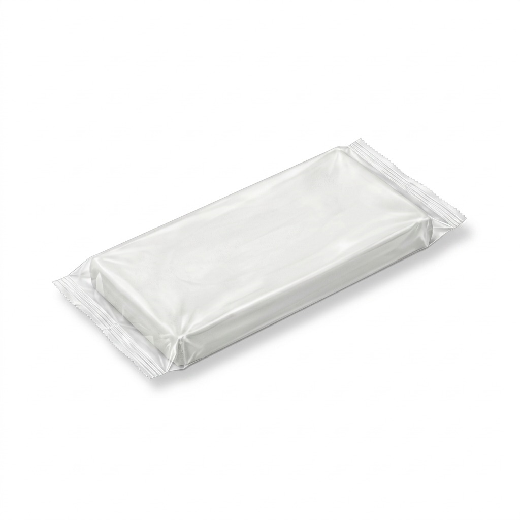 A crisp, pure white ecommerce hero shot of a single 500g bar of Staedtler Fimoair white modeling clay.