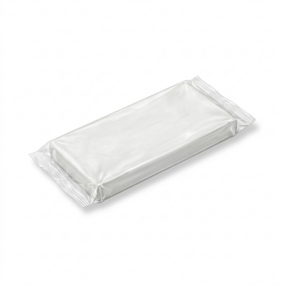 A crisp, pure white ecommerce hero shot of a single 500g bar of Staedtler Fimoair white modeling clay.