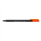 A sharp, high-resolution product photograph of the STAEDTLER triplus fineliner pen (MPN 334-4-A7), featuring a black textured barrel and bright orange cap, centered on a pure white background with realistic lighting and clean shadow.