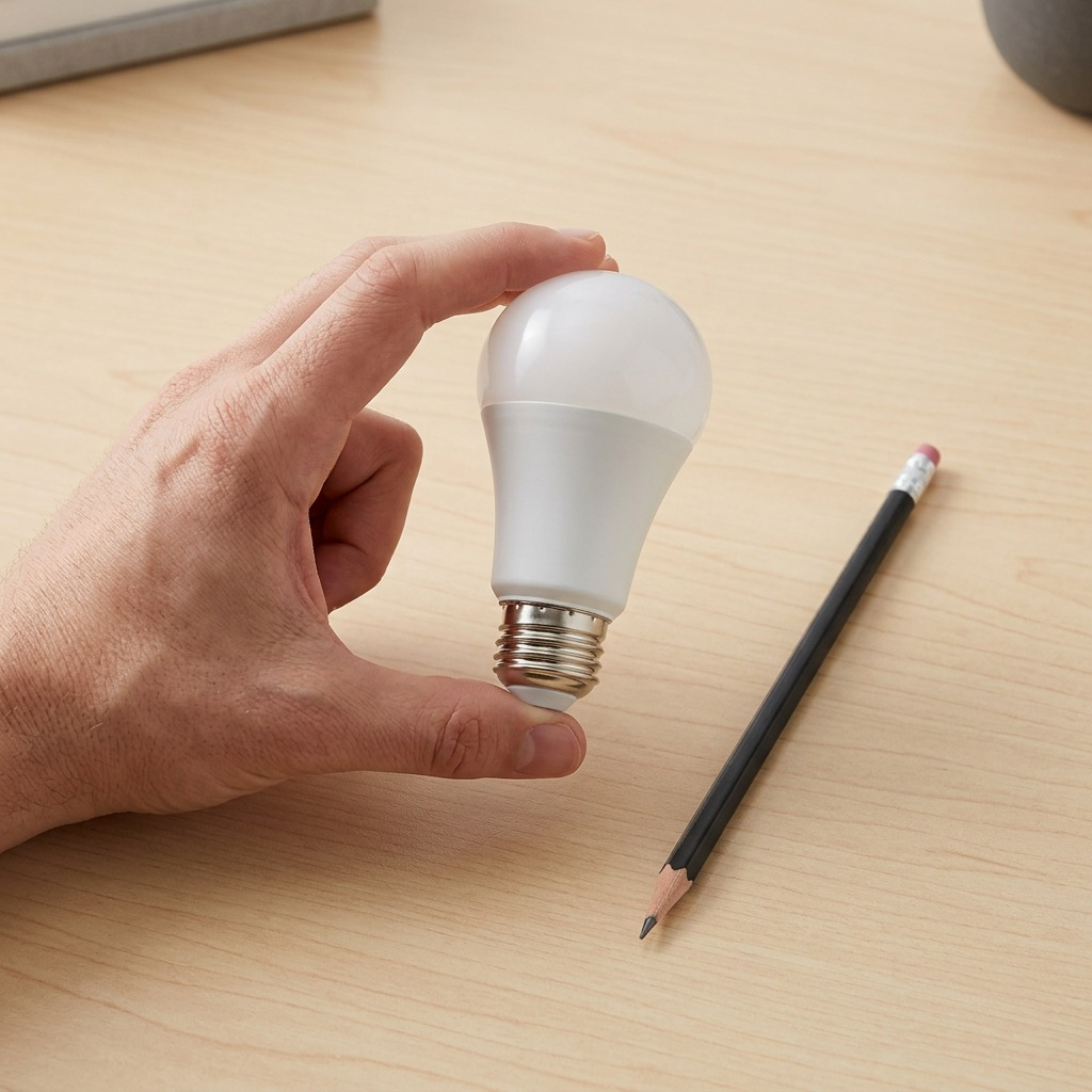 Sylvania SMART+ WiFi LED bulb in hand, showing its physical size.