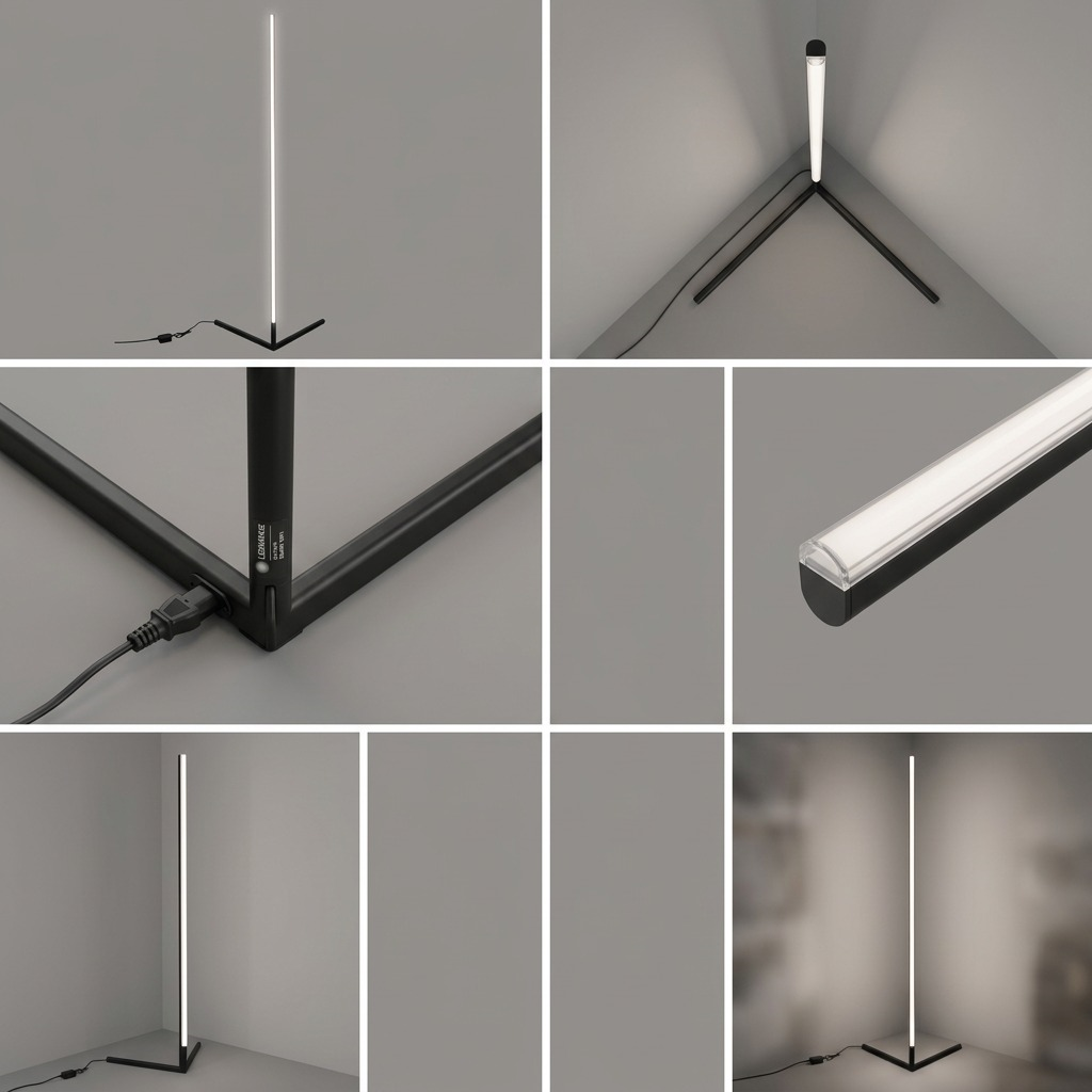 Multi-angle view matrix over a clean grid, showcasing canonical LEDVANCE SMART+ WiFi Corner Lamp.