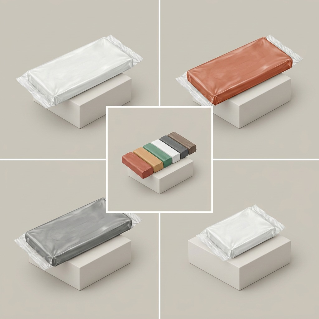 A grid format comparing the Staedtler Fimoair 500g clay with other available colors.