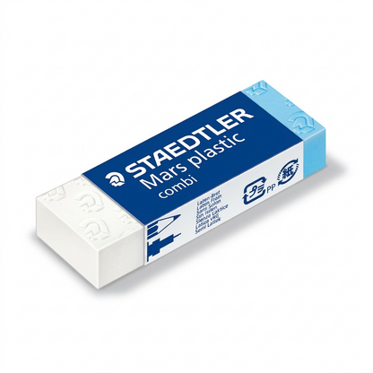 High-resolution hero shot of the STAEDTLER Mars plastic combi eraser, centered against a pure white background.