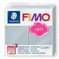 Pure hero shot of a 57g bar of STAEDTLER Fimo Soft modelling clay, Dolphin Grey color.