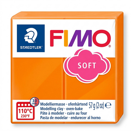 STAEDTLER Fimo Soft Tangerine 57g (2 oz) oven-bake clay block, individual hero shot.