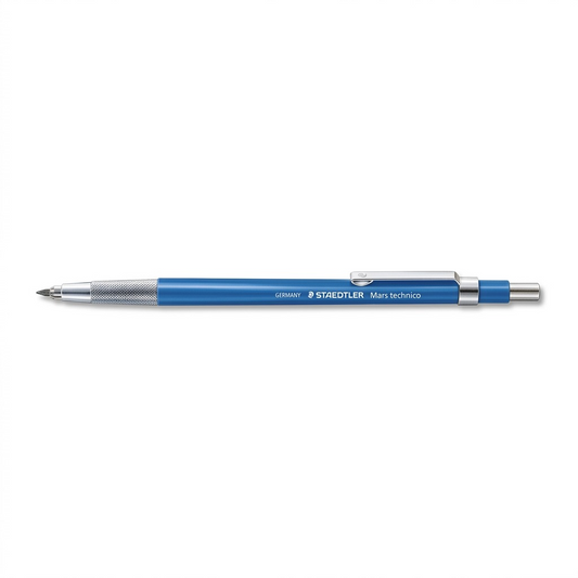 Pure high-resolution ecommerce hero shot of the STAEDTLER Leadholder Mars technico HB (780-C-02) with clip on a pure white background.