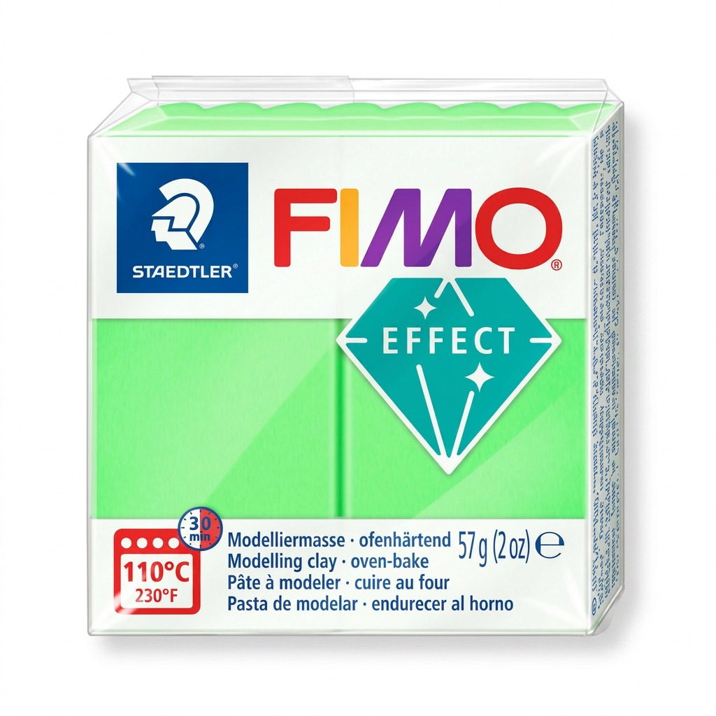 Pure hero shot of the STAEDTLER Fimo Effect 57g (2 oz) oven-bake clay block in standard packaging, exact size and details matched to the reference.