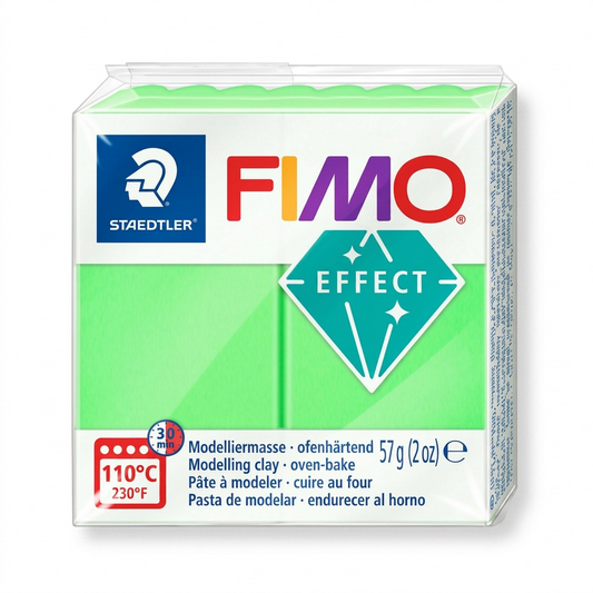 Pure hero shot of the STAEDTLER Fimo Effect 57g (2 oz) oven-bake clay block in standard packaging, exact size and details matched to the reference.