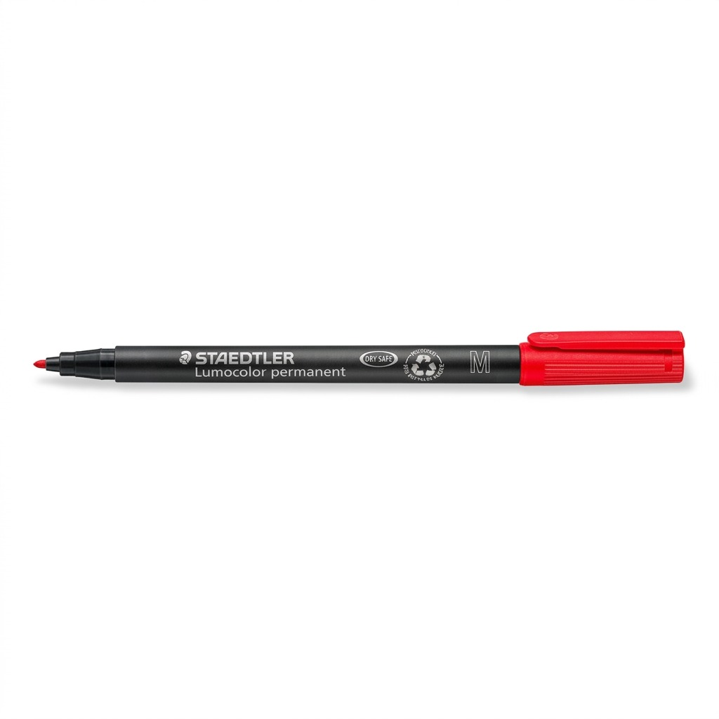 STAEDTLER Lumocolor permanent M red marker (MPN: 317-2-10) on a pure white background.
