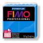 A crisp, high-resolution hero shot of Staedtler Fimo Professional True Blue modeling clay (57g, 2 oz), SKU 8005-300, on a pure white background.