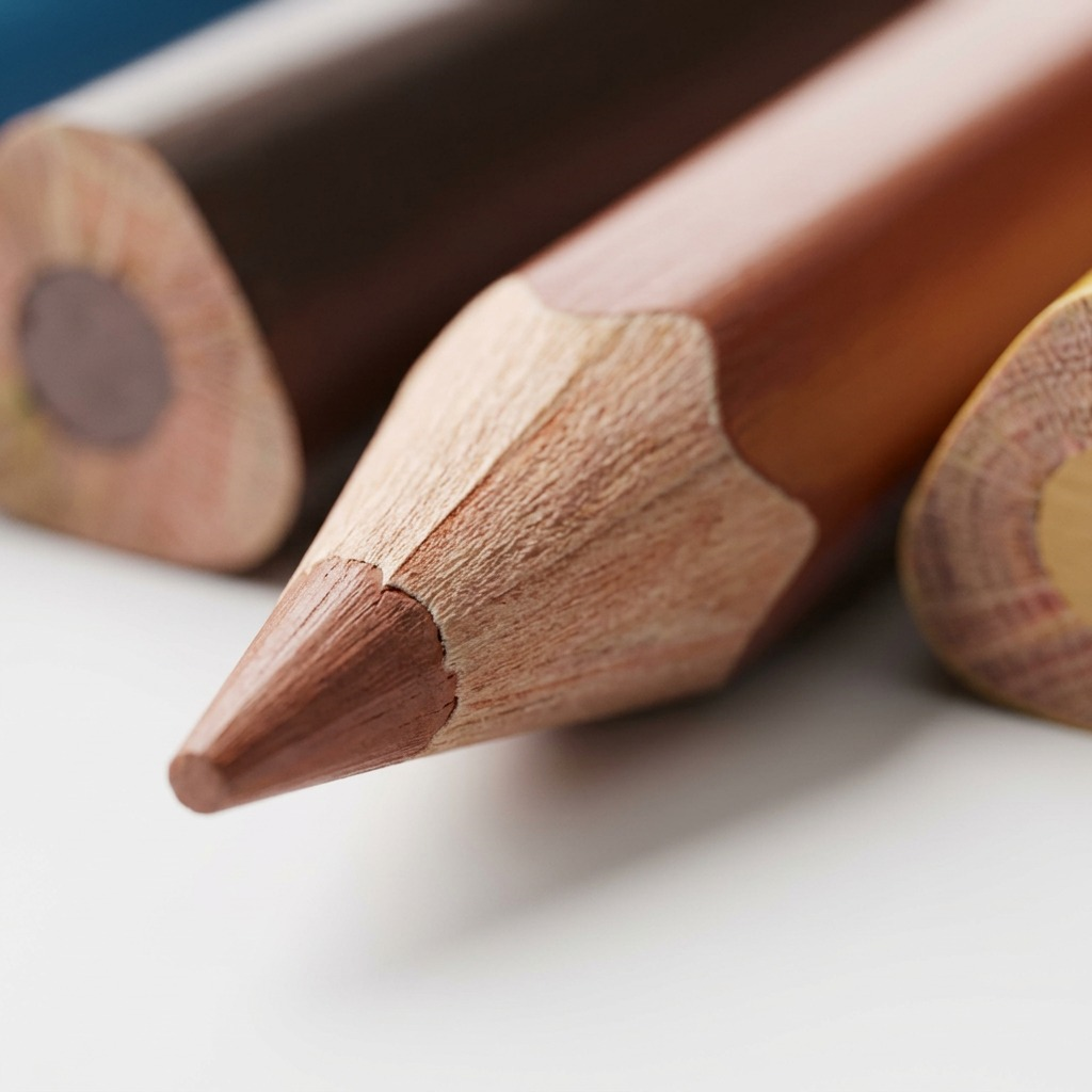 A macro inspection of a STAEDTLER triangular colored pencil tip and a cross-section.