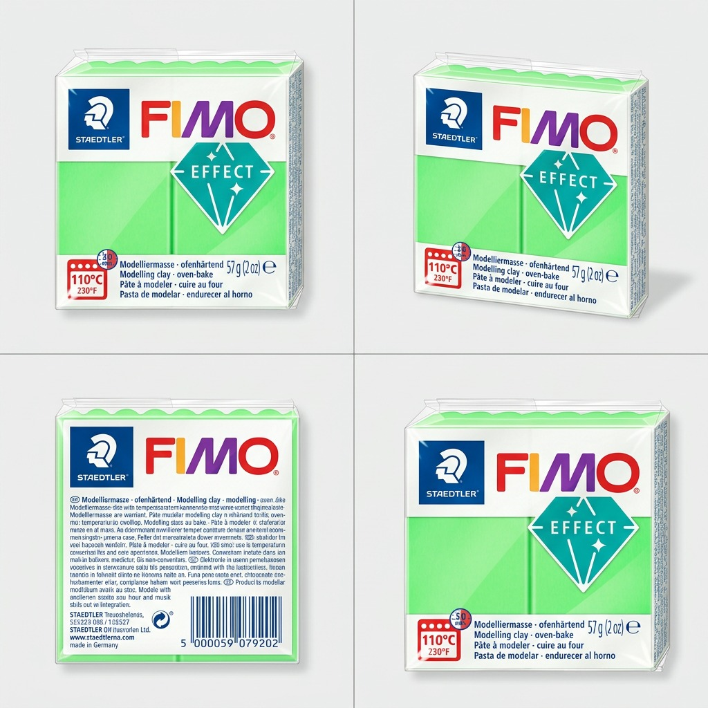 A matrix of four images showcasing multiple views of the STAEDTLER FIMO effect modelling clay.