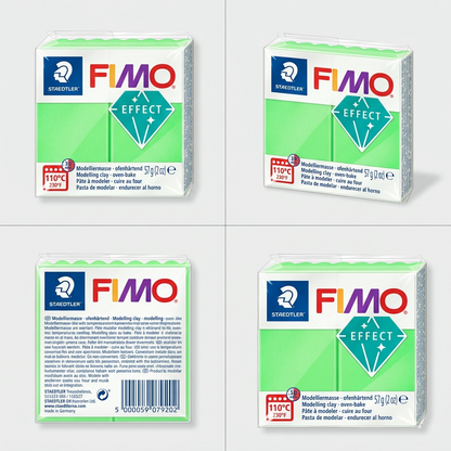 A matrix of four images showcasing multiple views of the STAEDTLER FIMO effect modelling clay.
