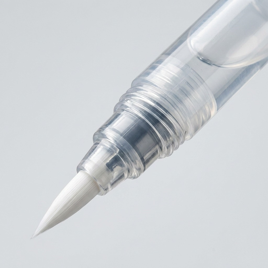 Macro view: STAEDTLER Water fillable brush tip, threads, and barrel.