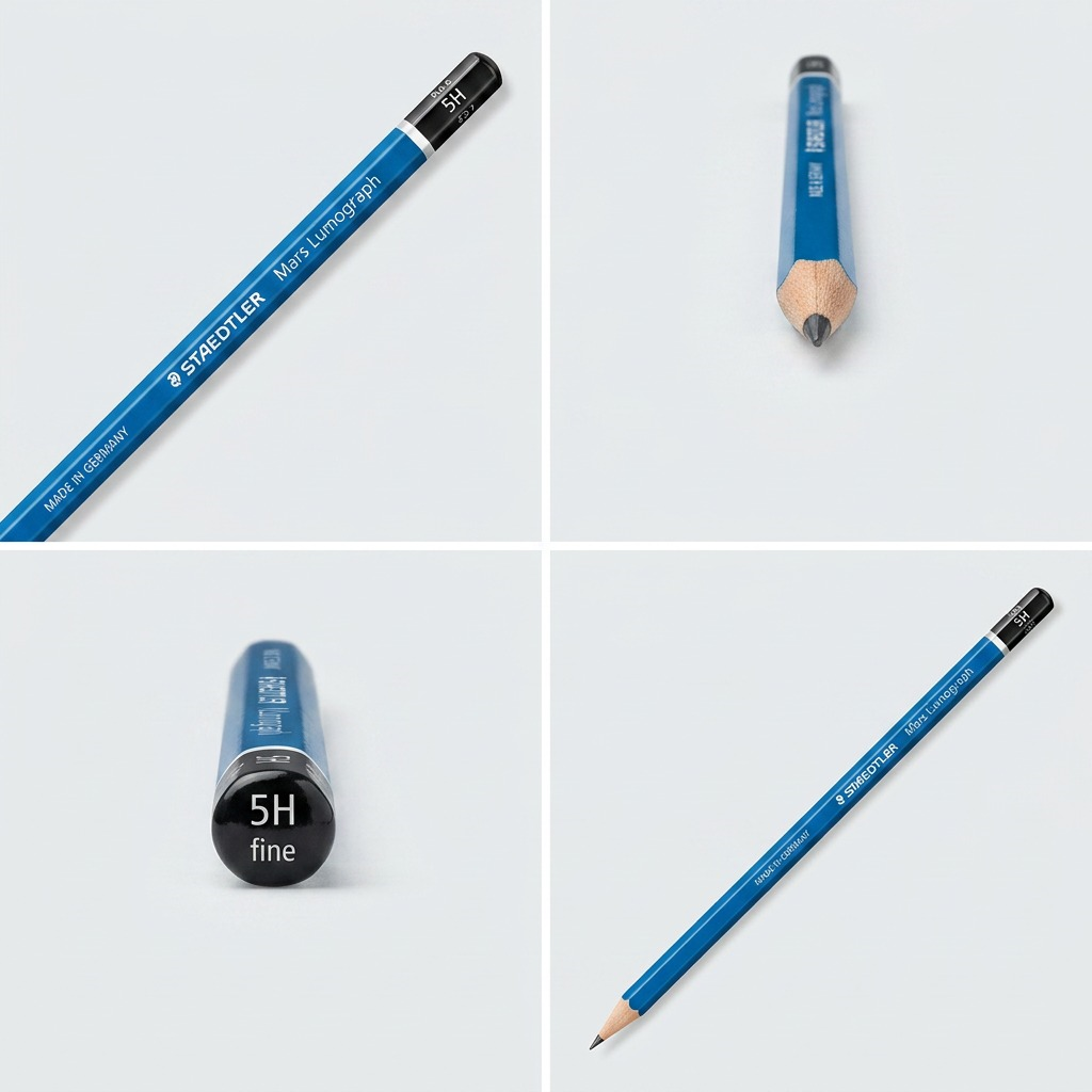 A grid showing the STAEDTLER Mars Lumograph pencil, and its different variants like standard, clutch, and color pencil.